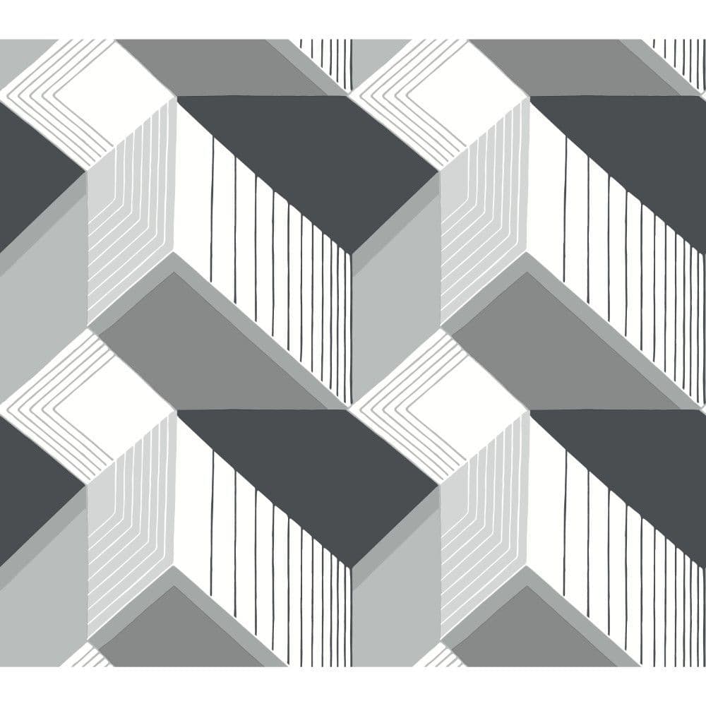 Black & White Wallpaper BW3882 Graphic Geo Blocks By York Wallcoverings For Dixons