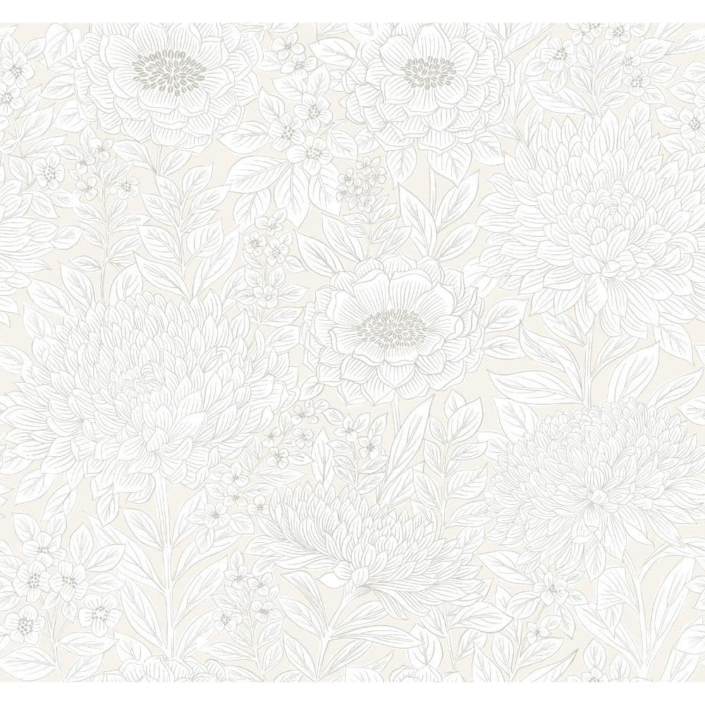 Black & White Wallpaper BW3921 Wood Block Blooms By York Wallcoverings For Dixons