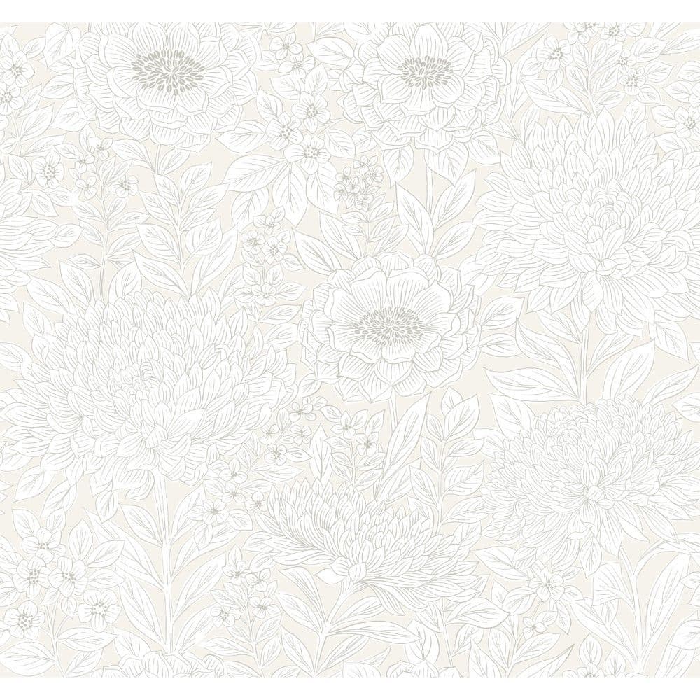 Black & White Wallpaper BW3921 Wood Block Blooms By York Wallcoverings For Dixons