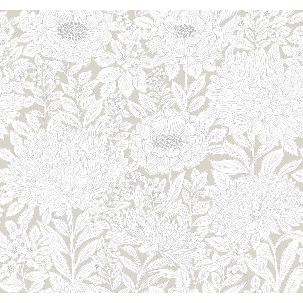 Black & White Wallpaper BW3922 Wood Block Blooms By York Wallcoverings For Dixons