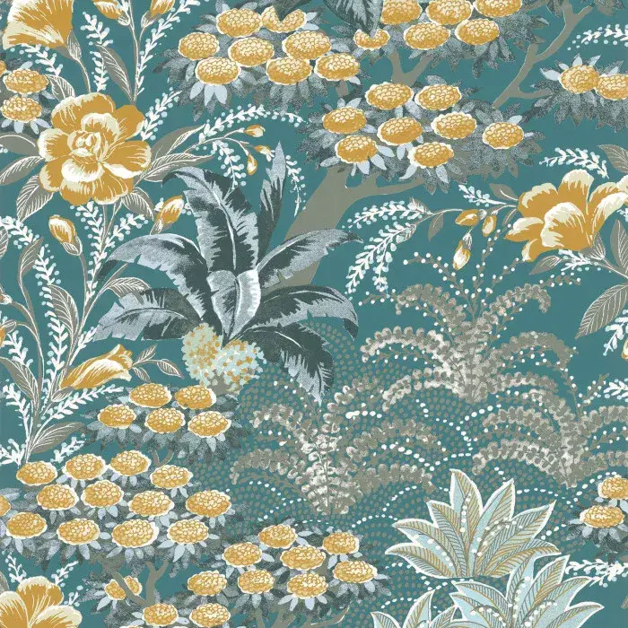 Ete Indien Wallpaper Alba Celadon/Orage 75080202 or 7508 02 02 By Casamance