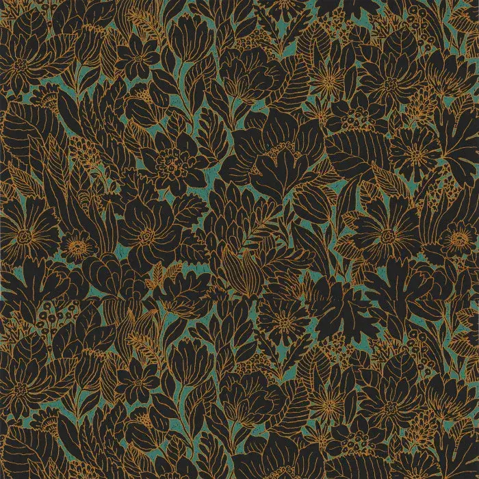 Ete Indien Wallpaper Dahlia Noir/Menthe 75111528 or 7511 15 28 By Casamance