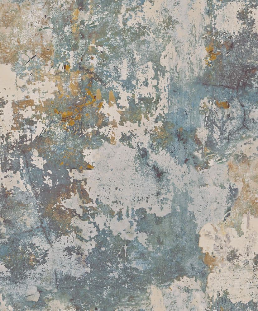 Exposure Ochre Teal Patina Concrete Effect Wallpaper EP3001 By Grandeco Life