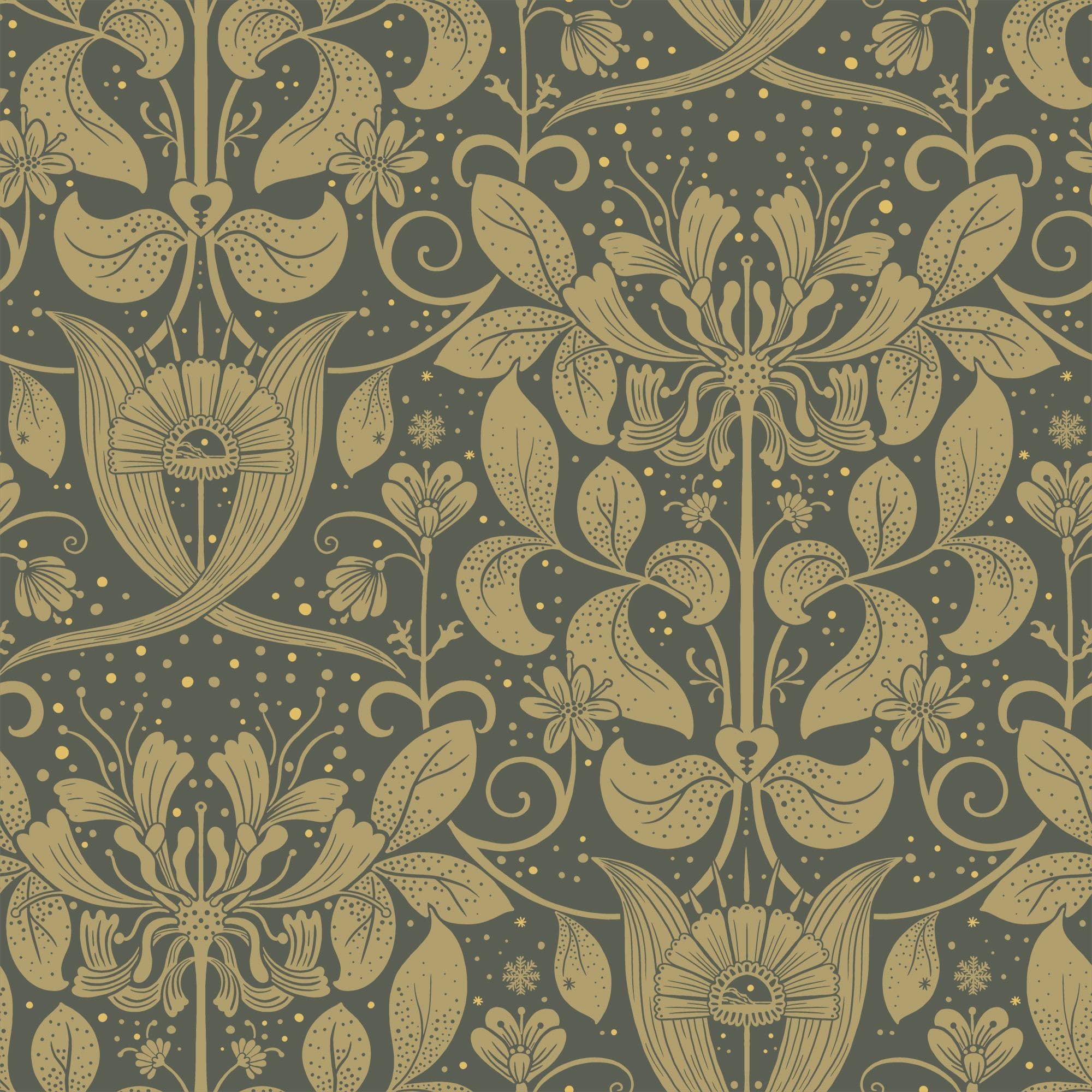 Hjarterum Wallpaper Berit Dark Green 83125 By Midbec For Galerie