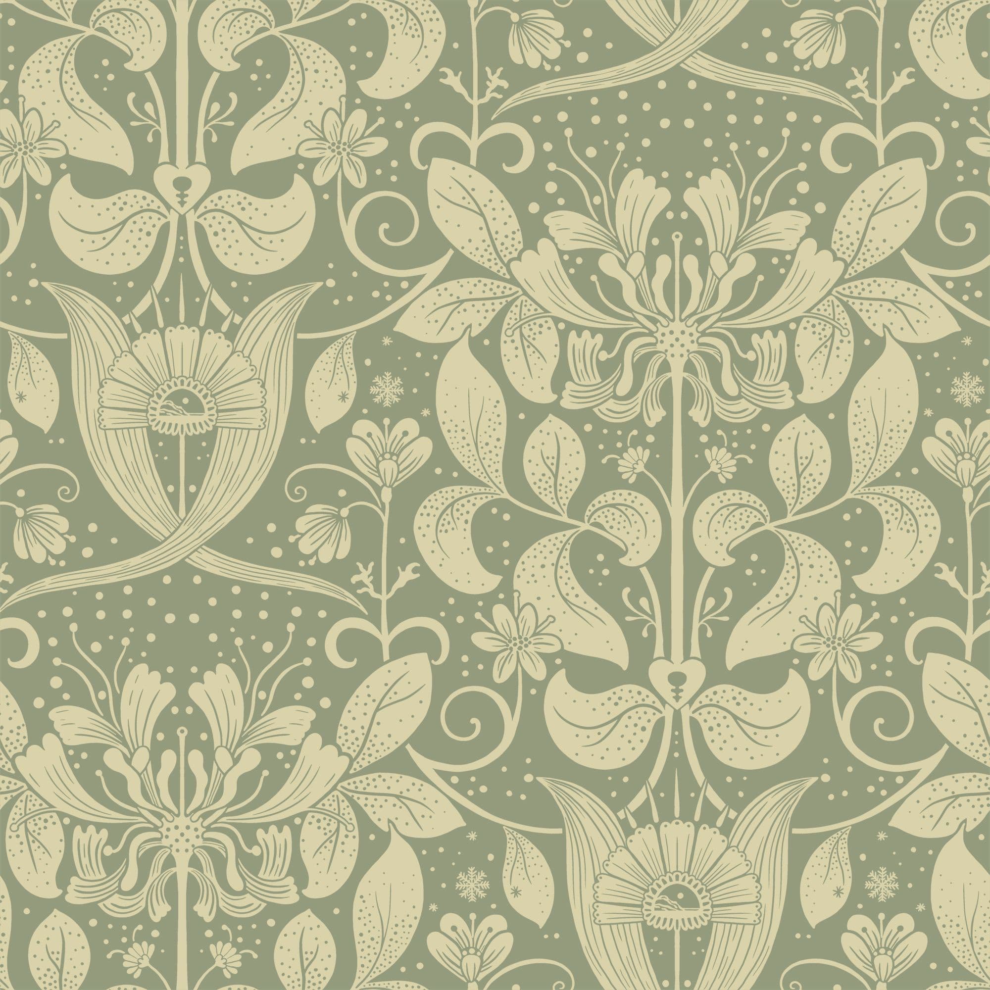 Hjarterum Wallpaper Berit Green 83126 By Midbec For Galerie