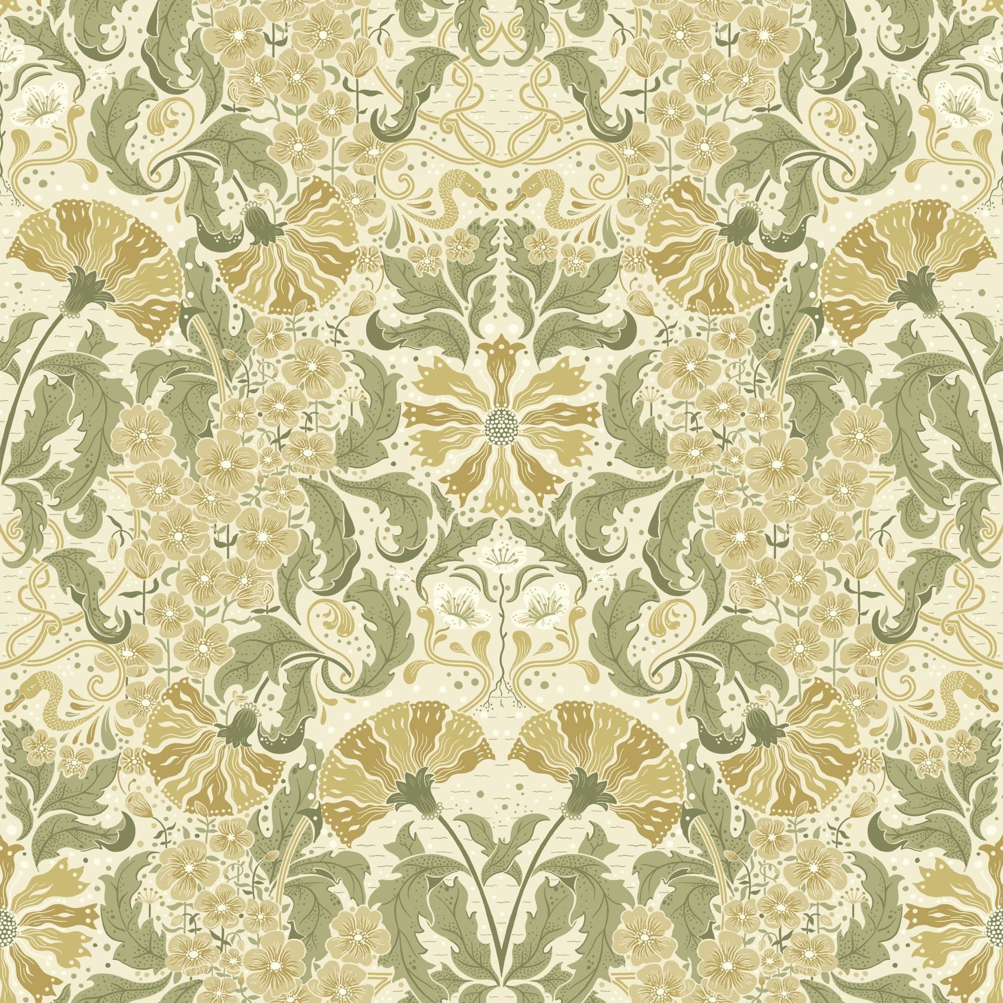 Hjarterum Wallpaper Ojvind Cream Olive Beige 83117 By Midbec For Galerie