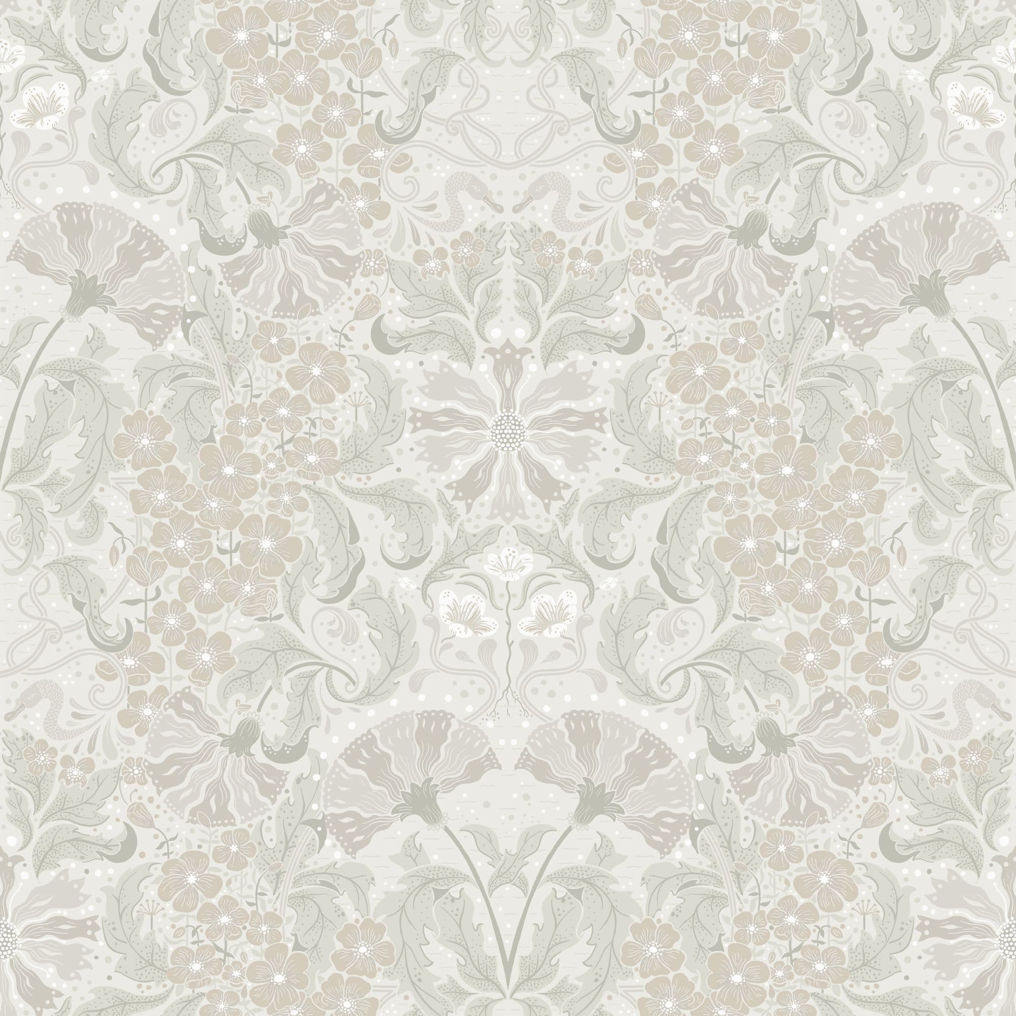 Hjarterum Wallpaper Ojvind Taupe Olive Cream 83118 By Midbec For Galerie