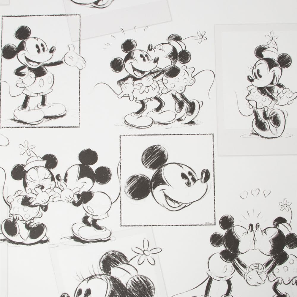 Individual Mickey and Minnie Sketch Wallpaper 102712 By Graham & Brown