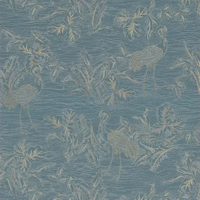 L'Ile Aux Oiseaux Wallpaper Mirador Bleu Persan/Dore 75891630 or 7589 16 30 By Casamance