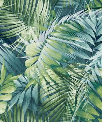 Nomad Wallpaper Antigua Palm Teal & Green 170702 By Grandeco Life