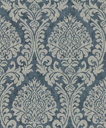 Nomad Wallpaper Chenille Damask Navy A50101 By Grandeco Life