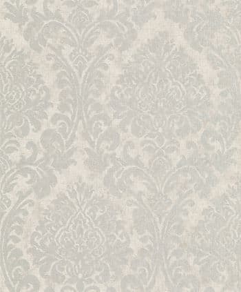 Nomad Wallpaper Chenille Damask Silver A50105 By Grandeco Life