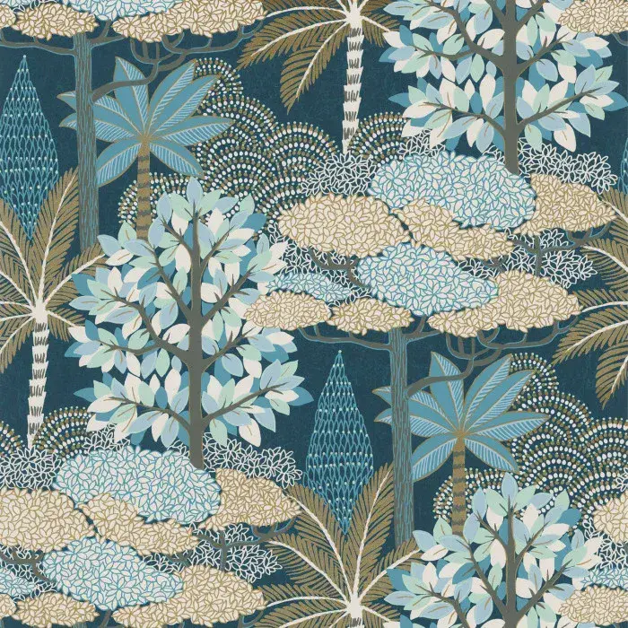 Nuit D'Orient Wallpaper Marakanda Marine/Dore 75380100 or 7538 01 00 By Casamance
