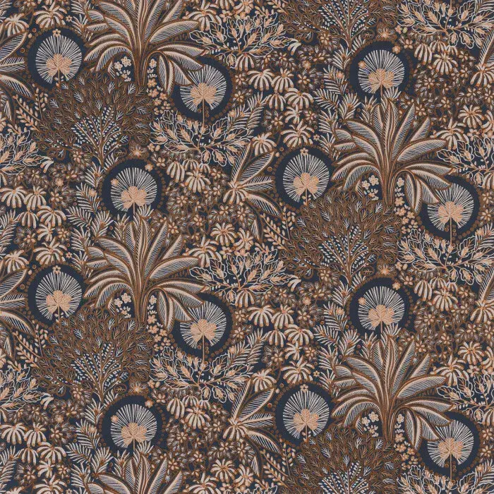 Nuit D'Orient Wallpaper Persee Marine/Cuivre 75391426 or 7539 14 26 By Casamance