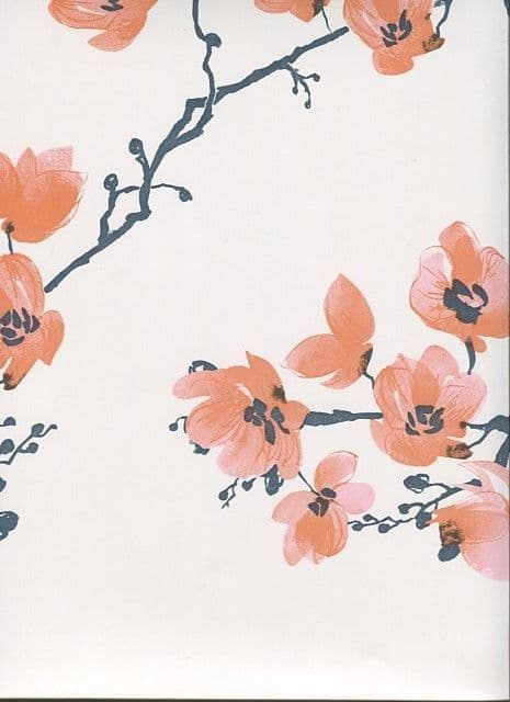 Pagoda SketchTwenty3 Wallpaper Blossom Aurora Orange MH00414 By Tim Wilman For Blendworth