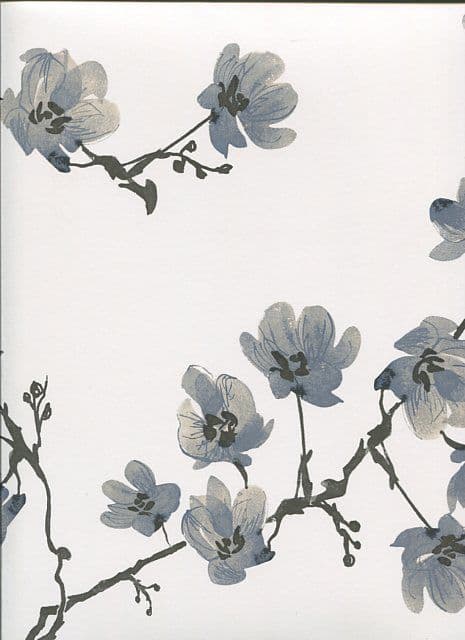 Pagoda SketchTwenty3 Wallpaper Blossom Lagoon Blue MH00418 By Tim Wilman For Blendworth