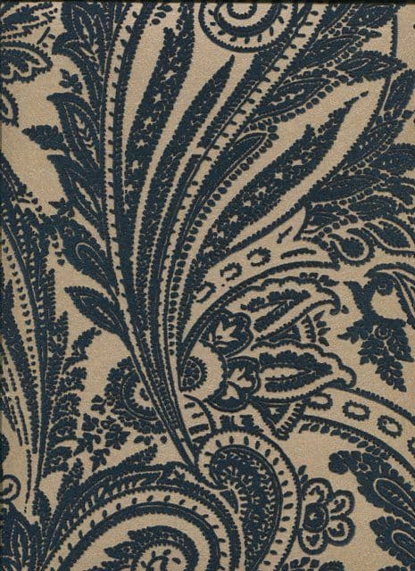 Savile Row SketchTwenty3 Flock Wallpaper Paisley Teal SR00515 By Tim Wilman For Blendworth