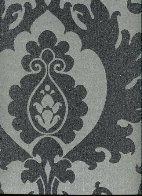 Sloane SketchTwenty3 Wallpaper Bold Damask Beads Silver/Black SL00830 By Tim Wilman For Blendworth