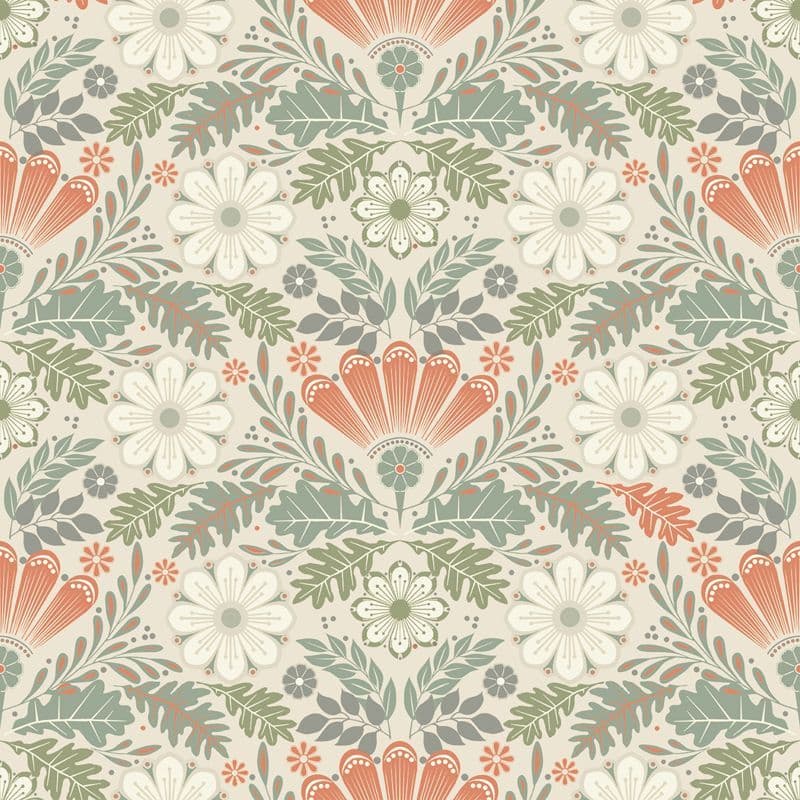 Sommarang 2 Wallpaper Klockrike Beige Grey Orange White S24122 Page 44 By Midbec For Galerie