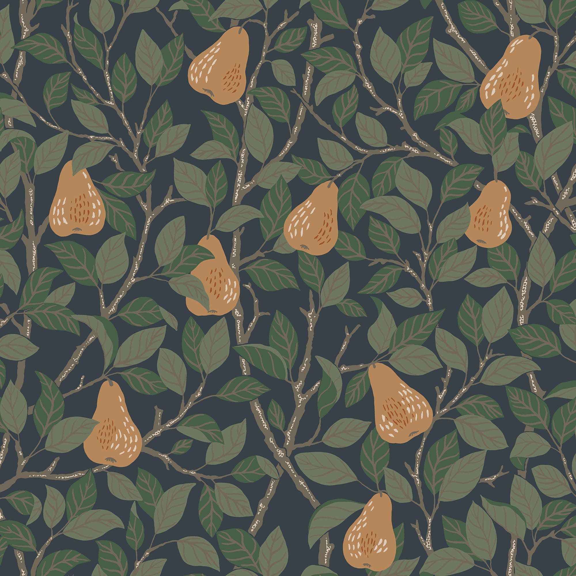 Sommarang Wallpaper Pirum Leaves & Pears Blue S13104 By Midbec For Galerie