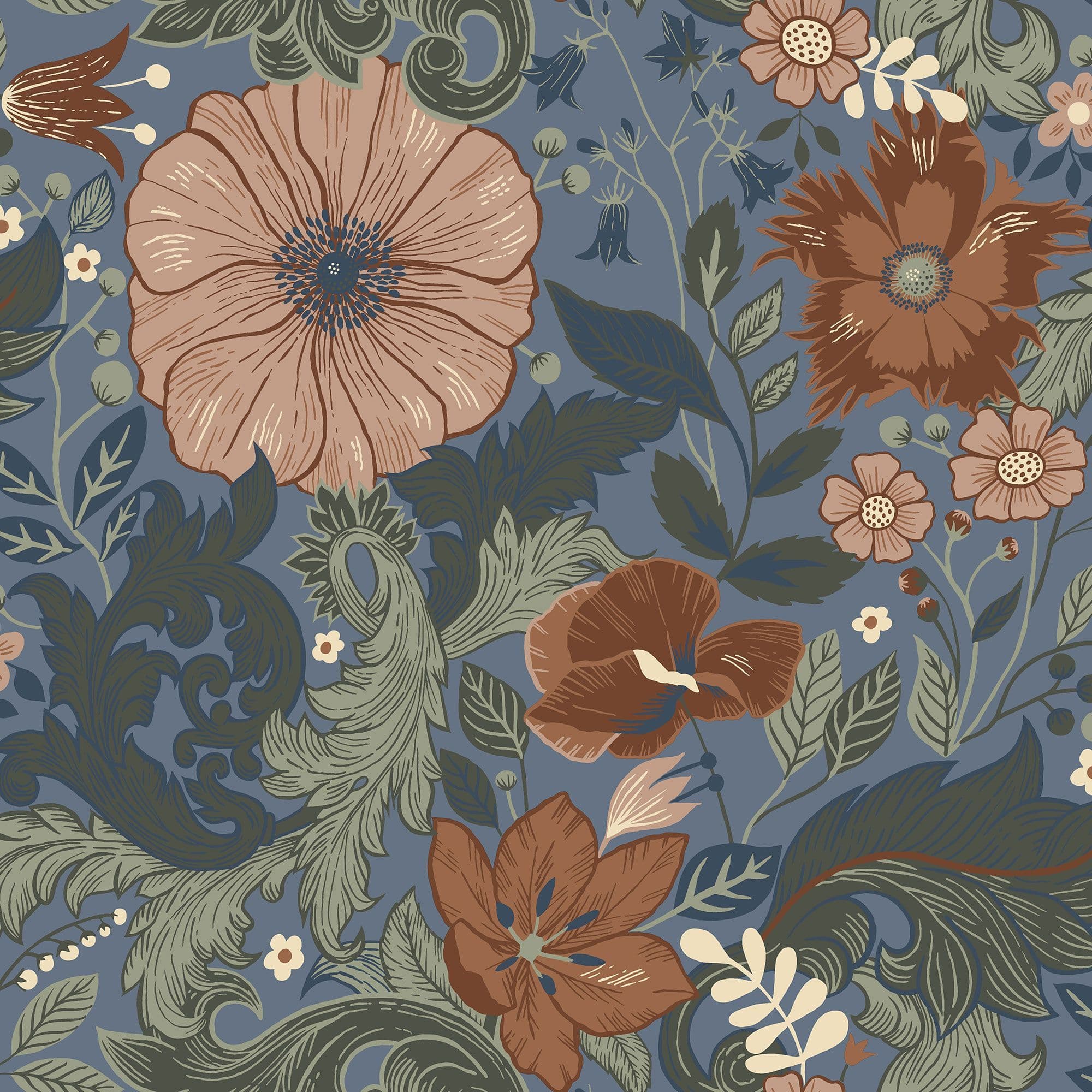 Sommarang Wallpaper Victoria Scandi Bloom Blue S13108 By Midbec For Galerie