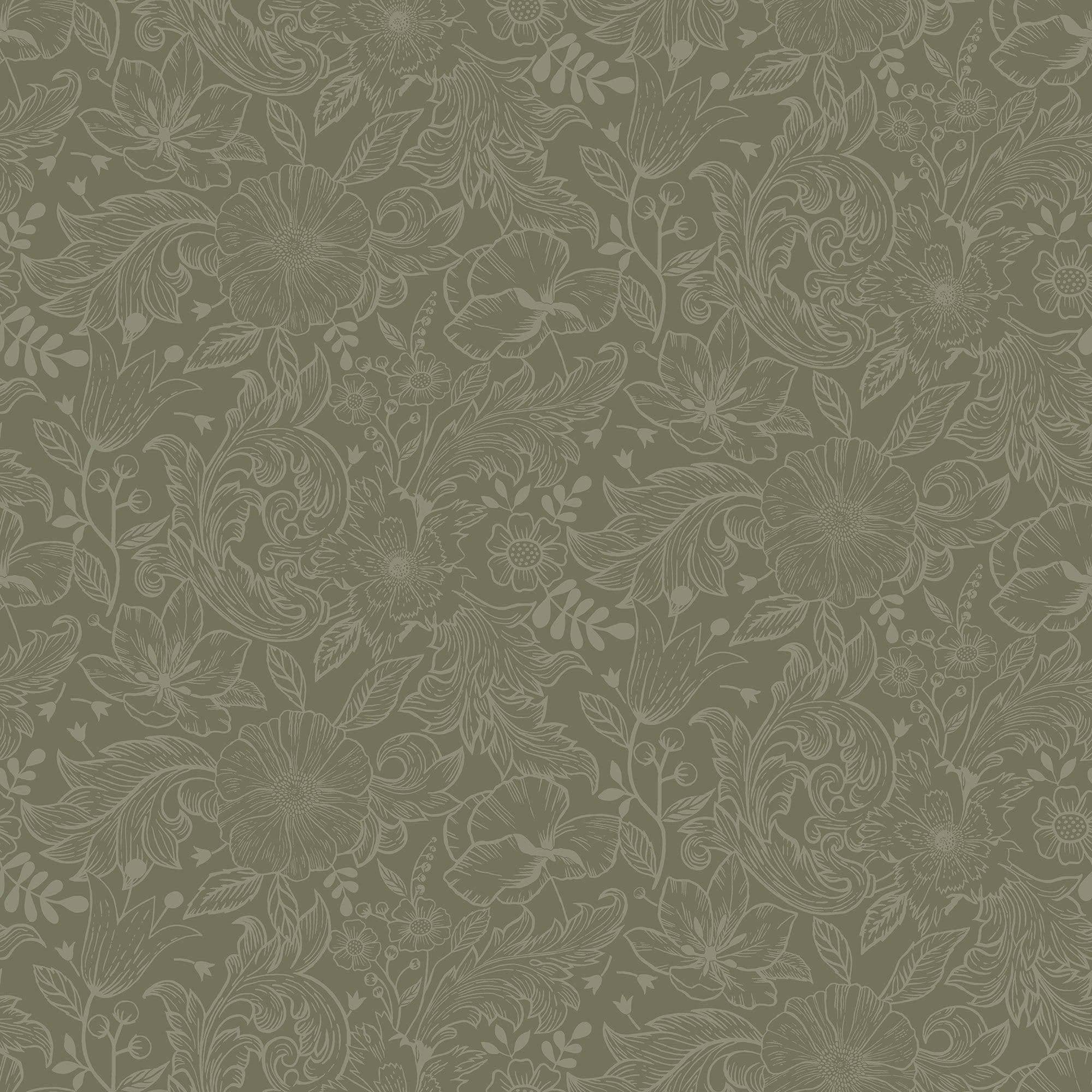 Sommarang Wallpaper Wilma Mono Flora Green S13129 By Midbec For Galerie