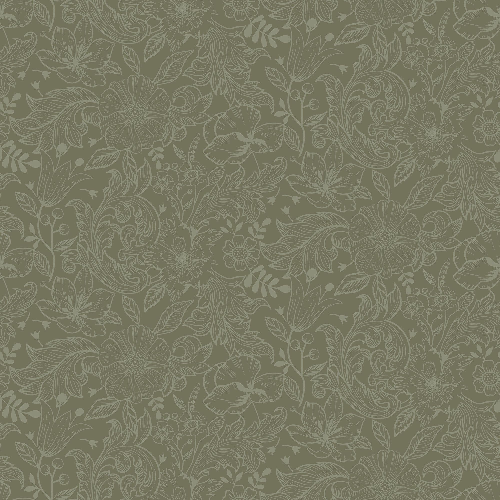 Sommarang Wallpaper Wilma Mono Flora Green S13129 By Midbec For Galerie