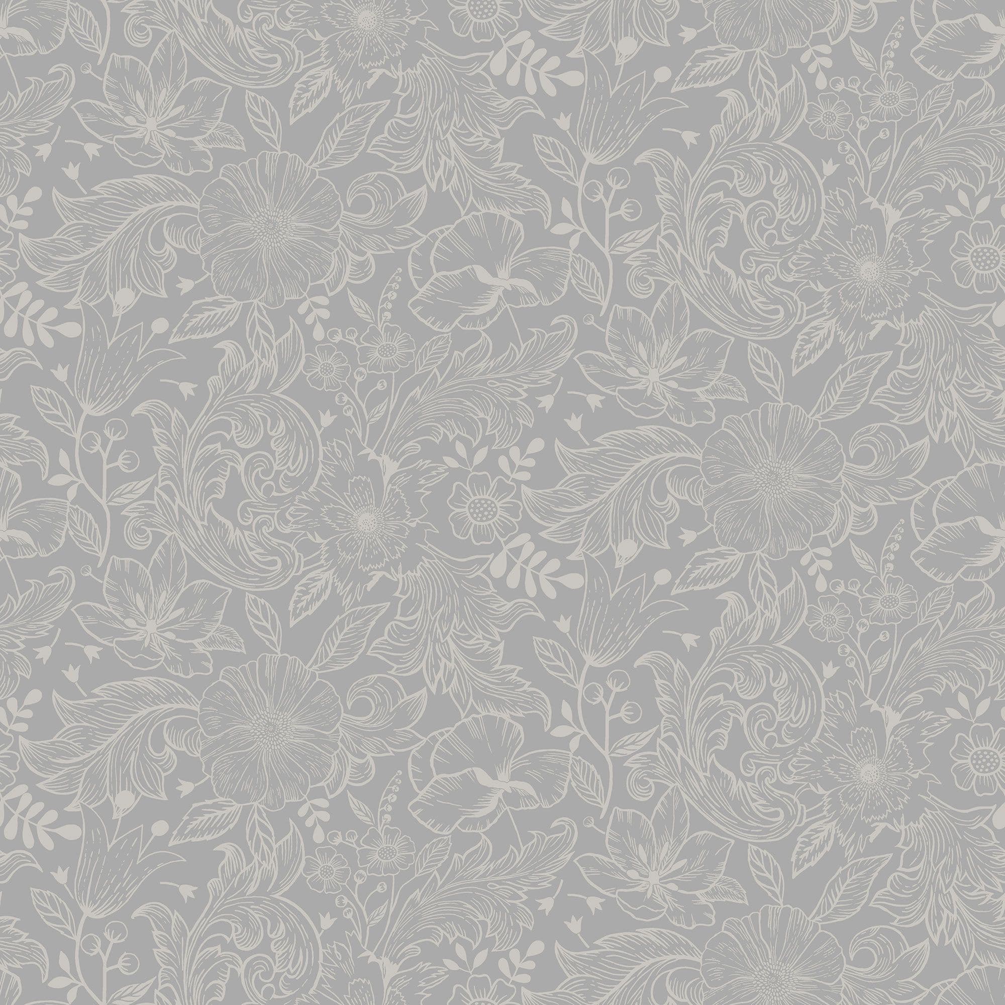 Sommarang Wallpaper Wilma Mono Flora Grey S13126 By Midbec For Galerie