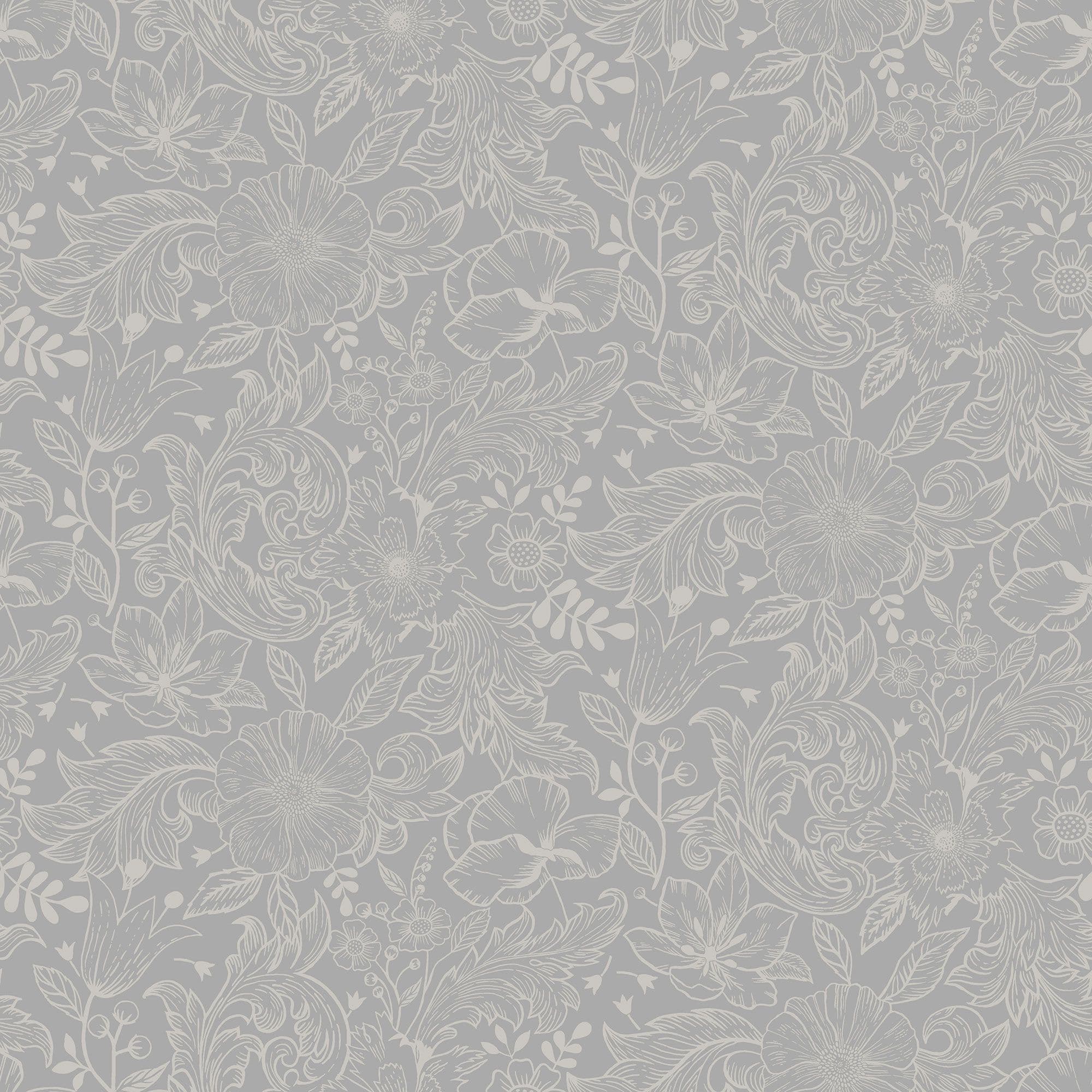 Sommarang Wallpaper Wilma Mono Flora Grey S13126 By Midbec For Galerie