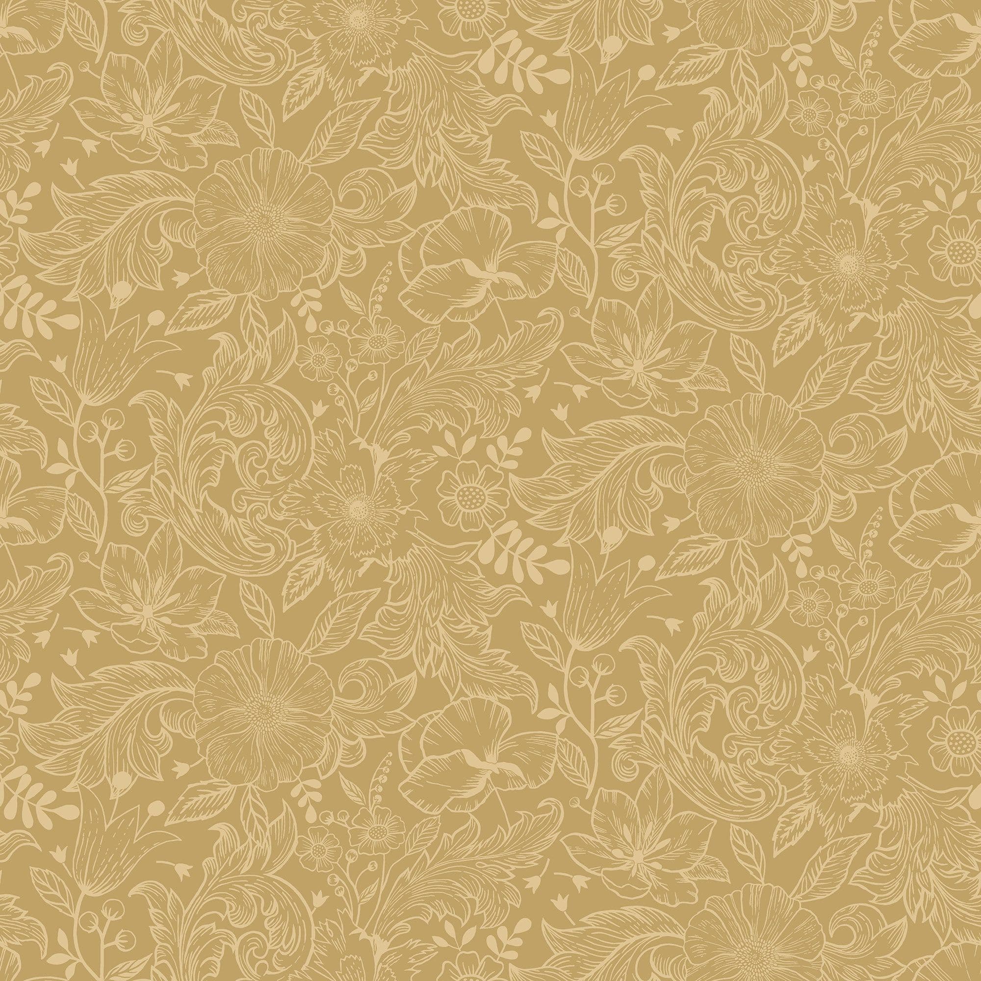 Sommarang Wallpaper Wilma Mono Flora Ochre S13127 By Midbec For Galerie