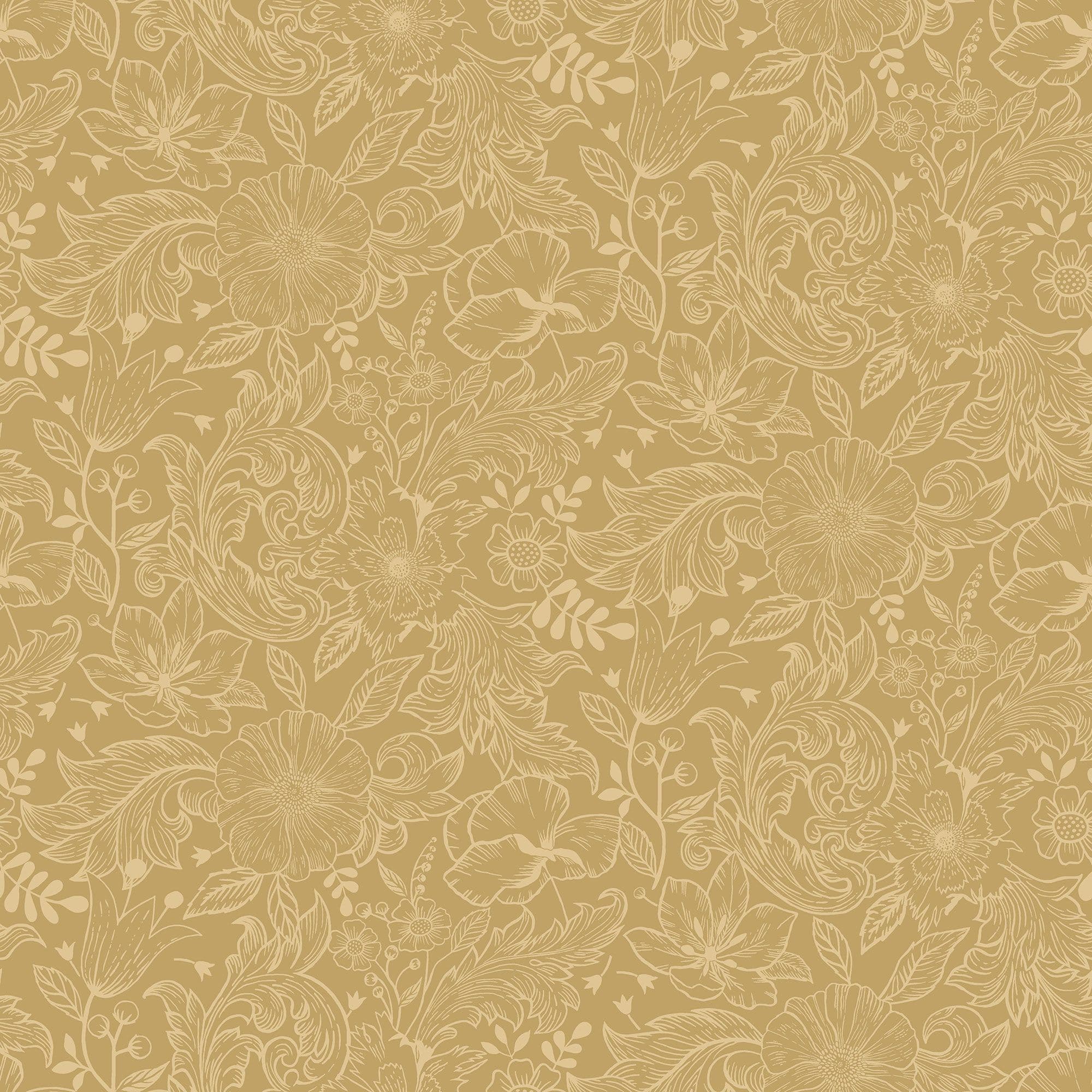 Sommarang Wallpaper Wilma Mono Flora Ochre S13127 By Midbec For Galerie