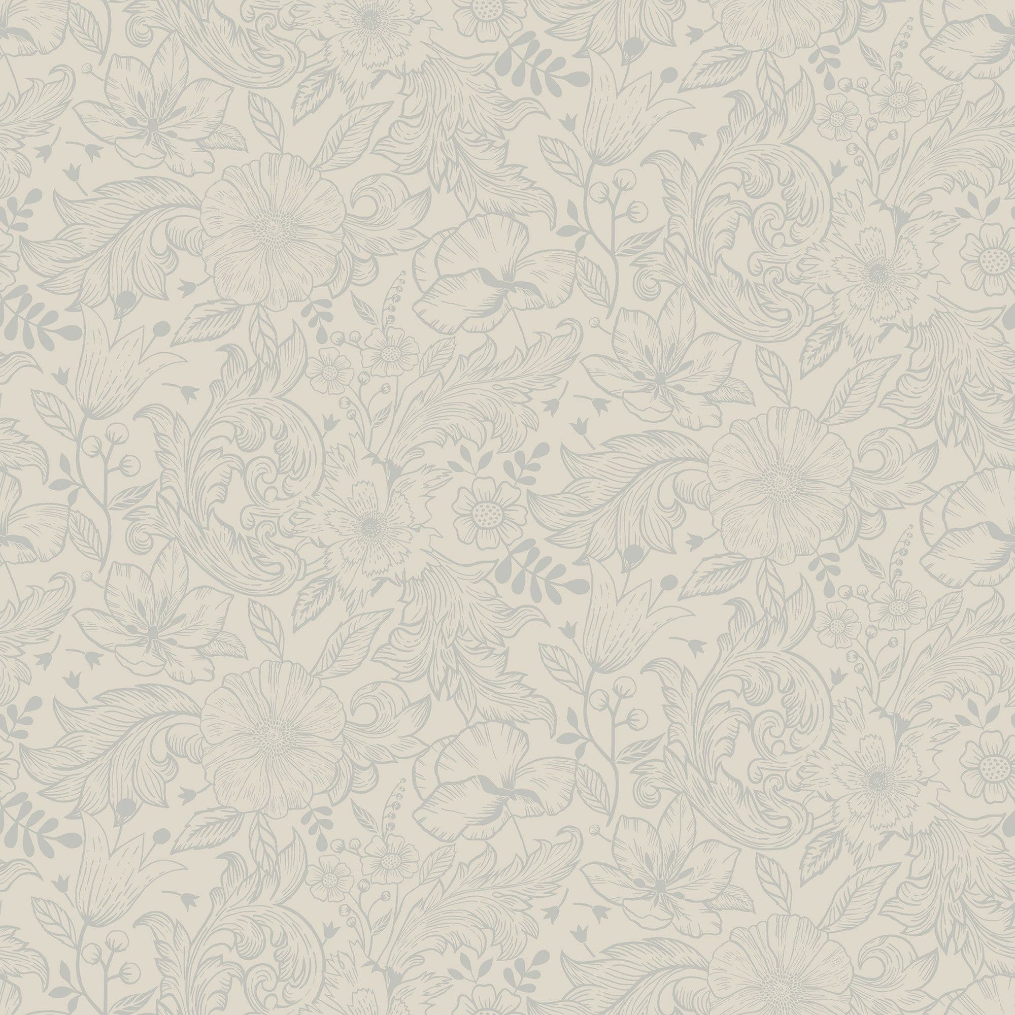 Sommarang Wallpaper Wilma Mono Flora White S13125 By Midbec For Galerie