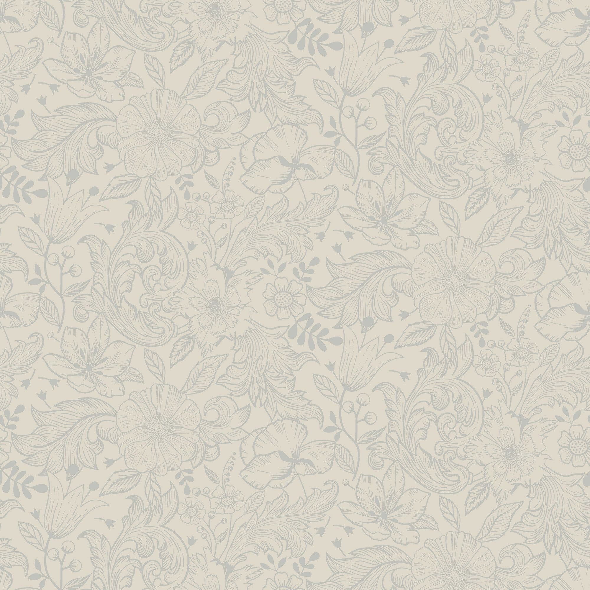 Sommarang Wallpaper Wilma Mono Flora White S13125 By Midbec For Galerie