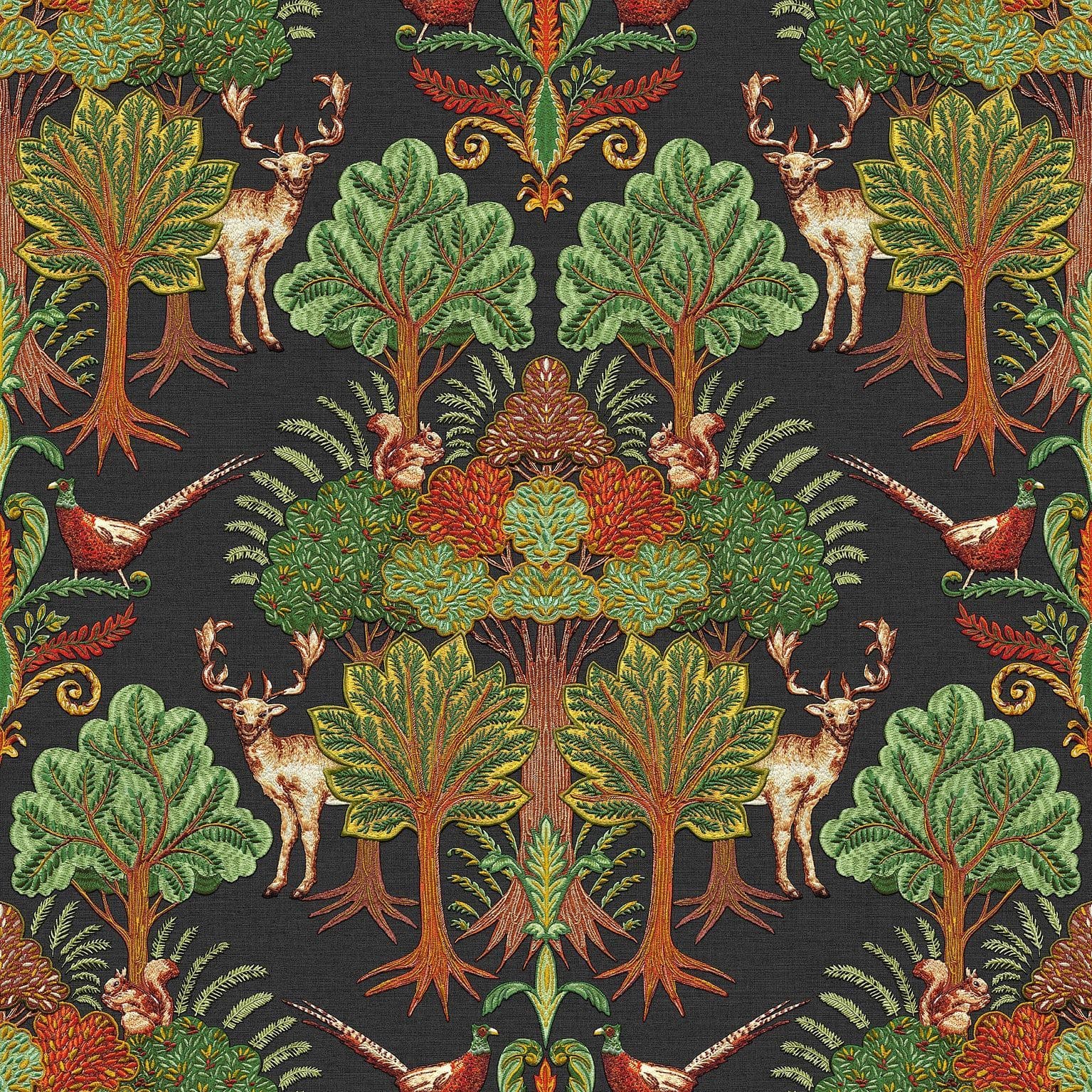 Tapestry Wallpaper Nordic Deer Forest Black TP422306 By Design id For Colemans