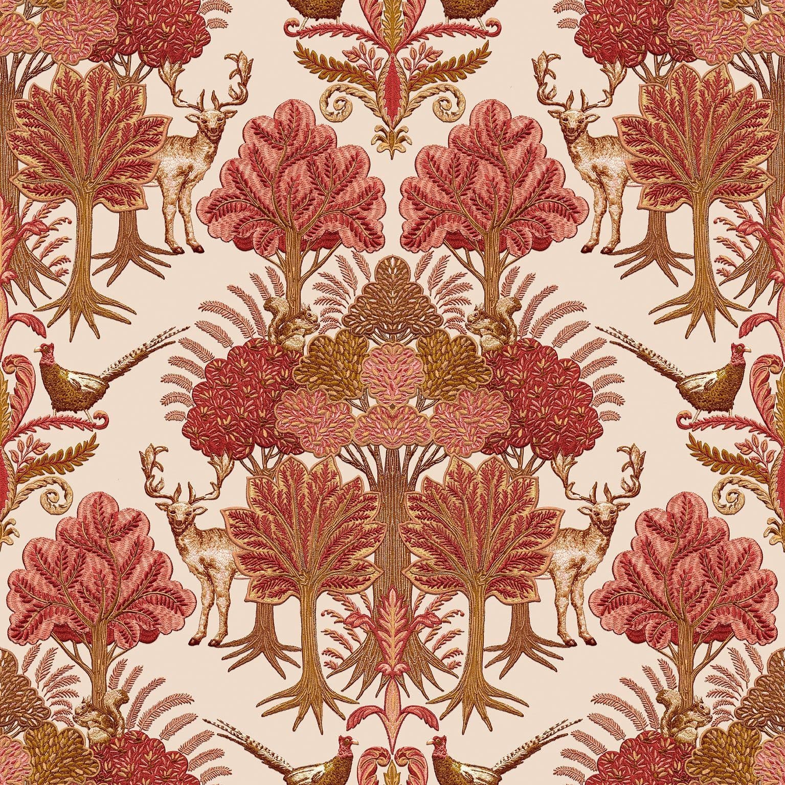 Tapestry Wallpaper Nordic Deer Forest Red TP422304 By Design id For Colemans