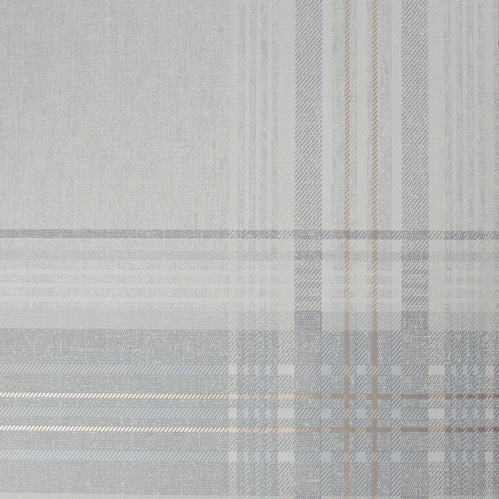 Vittorio Rhea Plaid Grey/Rose Gold Wallpaper 108301 By Superfresco Graham & Brown